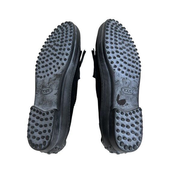 Tods Womens Black Suede Fringe Loafers Size 40 - Picture 4 of 5